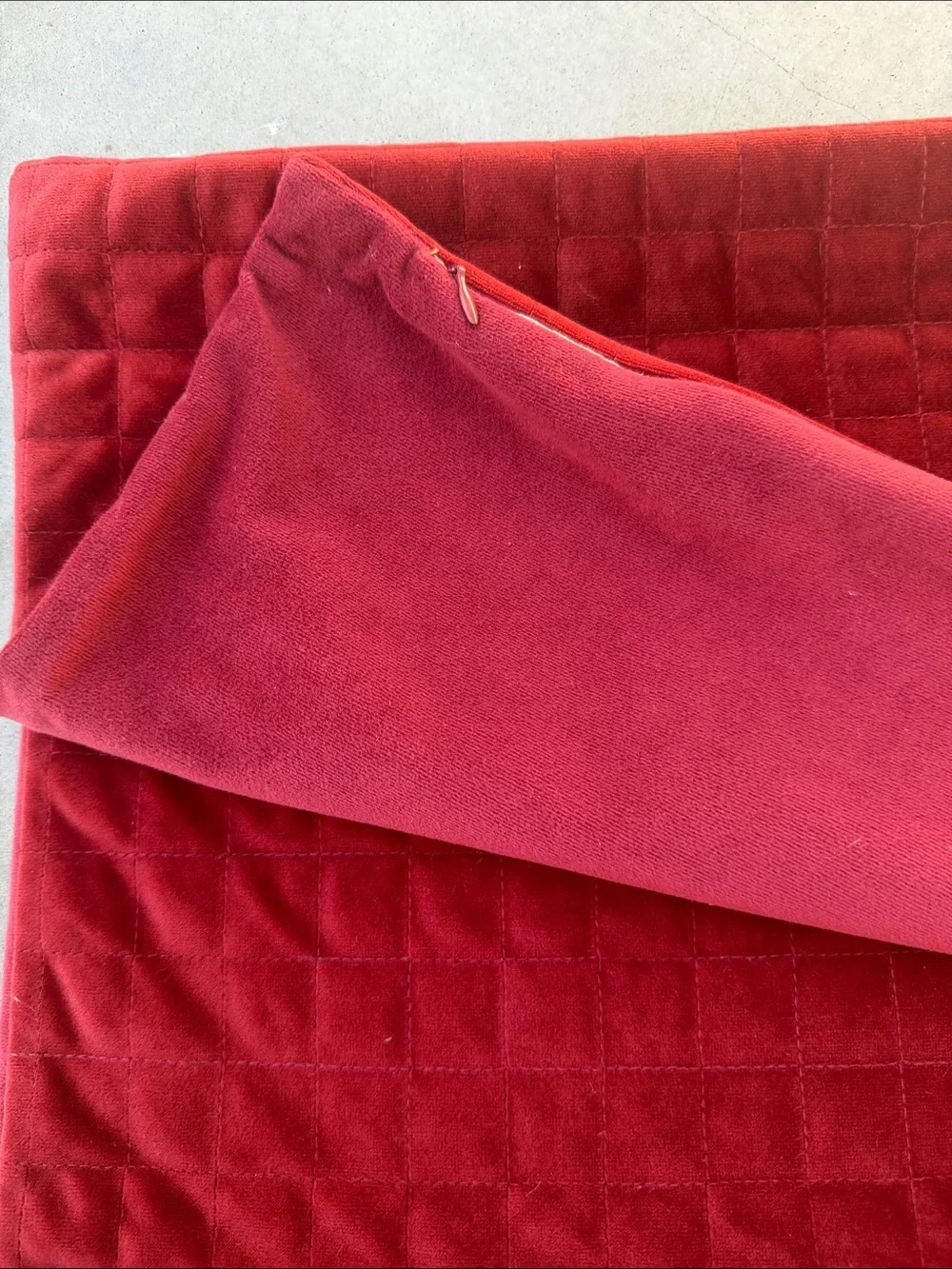 Target Red Quilted Velvet Accent Pillow Cover